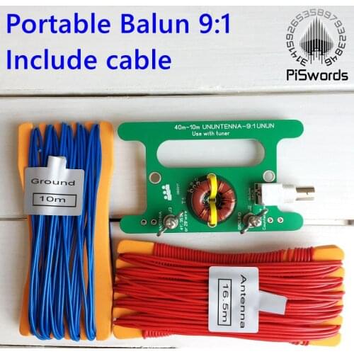 PISWORDS portable Balance unbalance UNUNTENNA 10W BALUN 9:1 UNUN with BNC interface and long cable