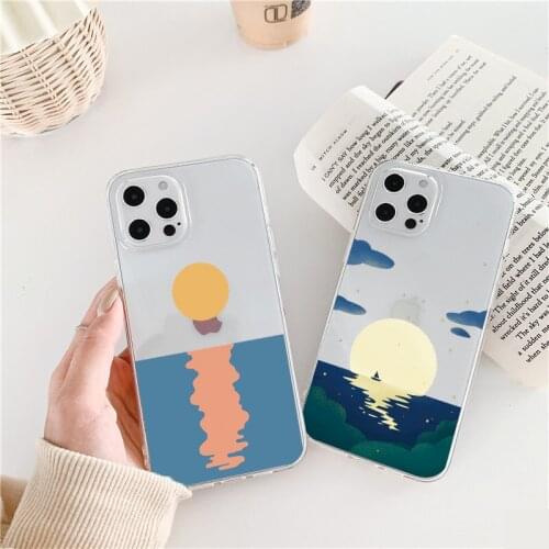 Sea Wave Sunrise Clear Phone Case for iphone 11 12 Pro Max X XS MAX XR 6s 7 8 Plus SE 2020 Sunset Back Soft Transparent Covers