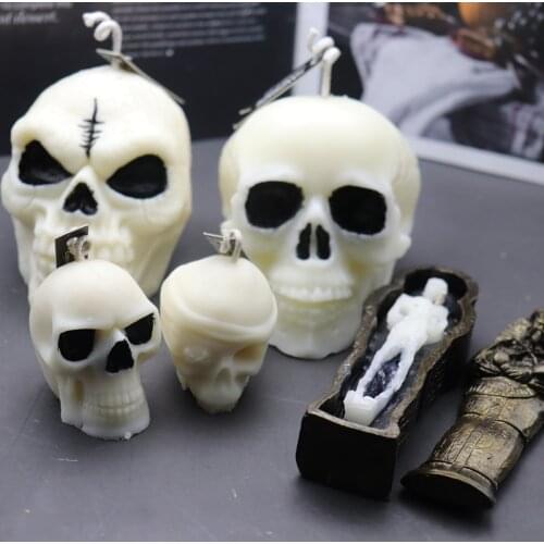 Halloween Decoration Skull Head Silicone Mold Easter Plaster Mold Handicraft Aromatherapy Candle Mold DIY Ice Cube Resin Molds