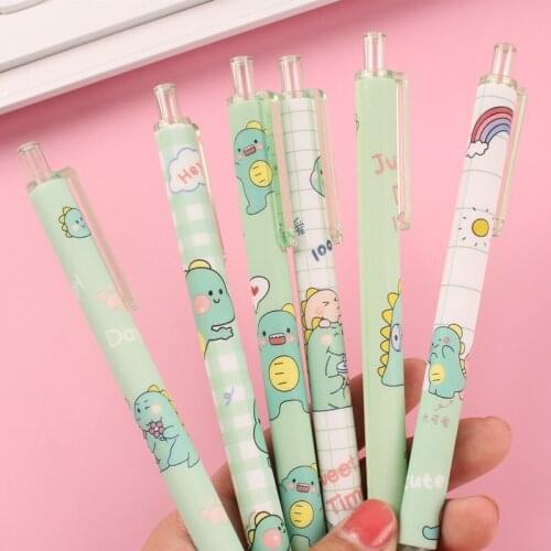 Cute Dinosaur Press Pen 60 PCS Green Press Gel Pen School Supplies Wholesale Korean Stationery Cute School Supplies Stationery