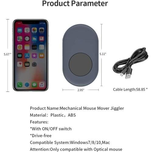 Mouse Jiggler Movement Simulator with ON/Off Switch Driver-Free Mouse Movement Simulation for Computer Awakening Mouse Jiggler