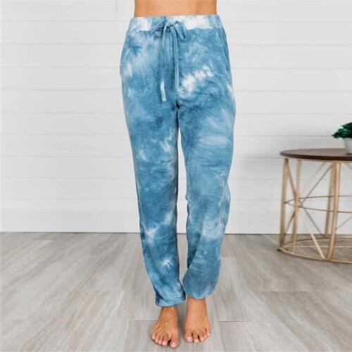 Tie Dye Printed Women Joggers Trousers Summer Casual Loose Female Mid Waist Drawstring Side Pockets Leggings Sweatpant Plus Size