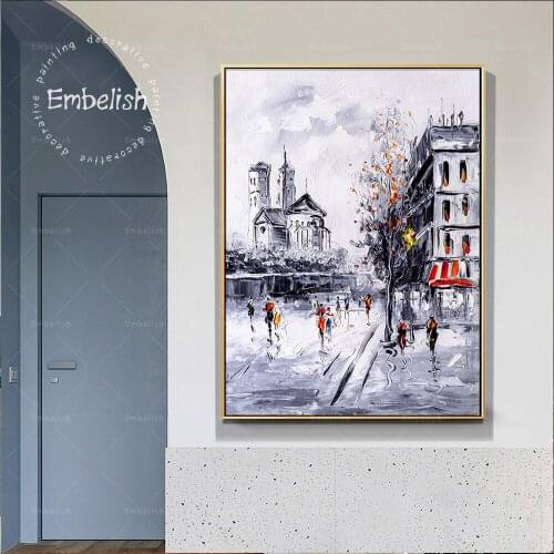 Embelish 1 Pieces Street View of Paris Landacape HD Print Canvas Oil Paintings For Living Room Home Decor Pictures Wall Posters