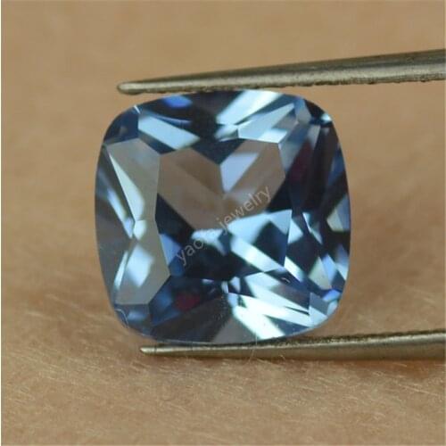 Factory Price 3x3~12x12mm 119# Sea Blue Sapphir-e Cushion Shape Princess Cut Synthetic Spinel Gems Loose Stone For DIY Jewelry