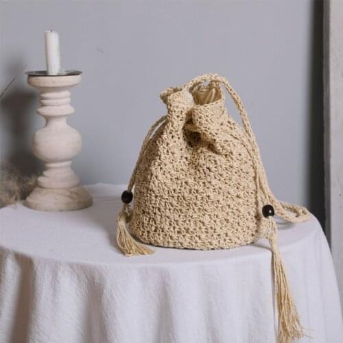 Women Fashion Weave Shoulder Bag Summer Beach Vacation Crossbody Bucket Bags Female Small Vintage Handbag Purse