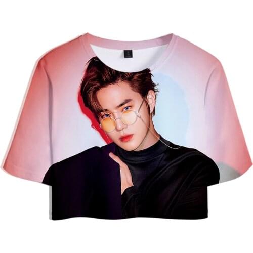 Kpop Bang Store EXO Love Shot 3D Printed Women Crop Tops Fashion Summer Short Sleeve T-shirts 2019 Hot Sale Casual Sexy Wear