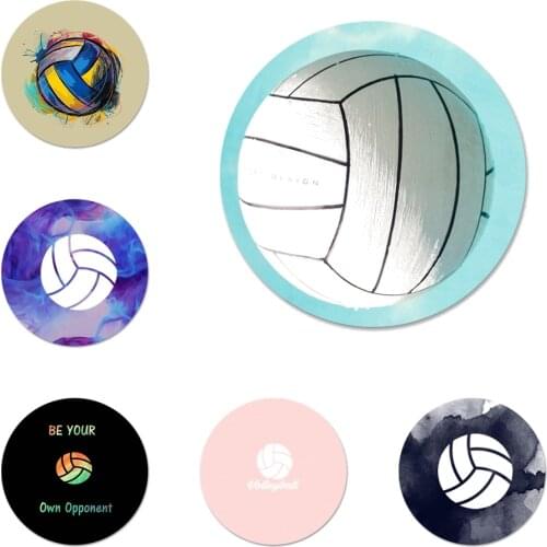 58mm Volleyball Painted Icons Pins Badge Decoration Brooches Metal Badges For Backpack Decoration