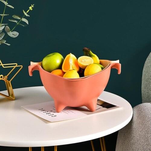 1 Set Drain Basket Anti-slip Handles Double Layer PP Creative Quick Drainage Storage Basket for Kitchen контейнер для еды