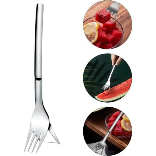 1pc Watermelon Slicer Stainless Steel Melon Cutter Fruit Fork Watermelon Slicing Tool Fruit Vegetable Tools Home Kitchen Gadgets