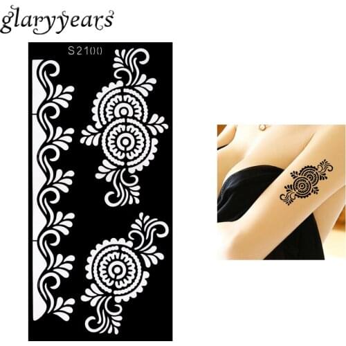 1 Piece Spindrift Flower Wave Henna Tattoo Stencil Drawing for Beauty Women Arm Art Airbrush Painting Henna Tattoo Stencil S2100