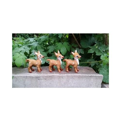 10 pieces a lot mini simulation deer models polyethylene&furs cute deer toys gift about 8x4x9cm 1244
