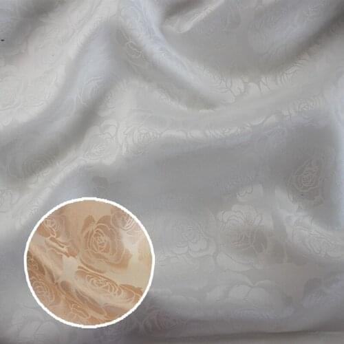 100% Mulberry silk Jacquard crepe white 5m Cloth summer B152