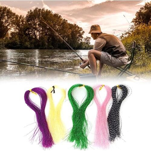 100PCS Fishing lure Line Fly Fishing Feather Colorful Silk Bait Line fishing Accessories