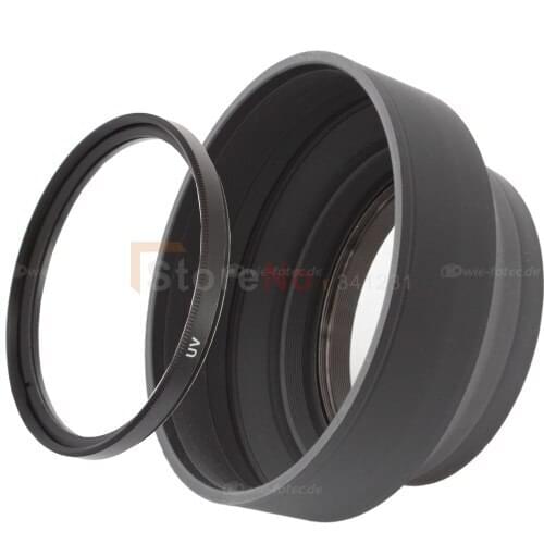 2 in 1 58mm Rubber Lens Hood + UV Filter for canon 700D 650D 600D 550D 450D 350D Rebel T4i T3 T3i T2i T1i XSi 18-55