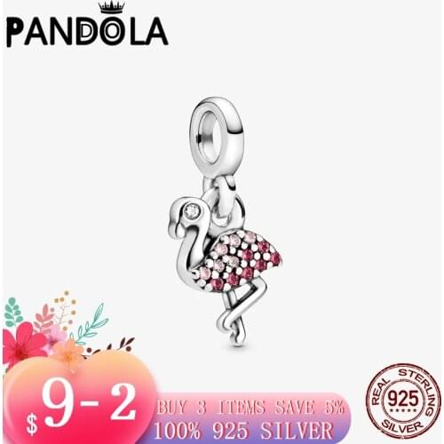 2021 new Fit Original Pandora Me Bracelets 925 Sterling Silver My Pink Flamingo Dangle Charms Beads Fashion DIY Jewelry Gift