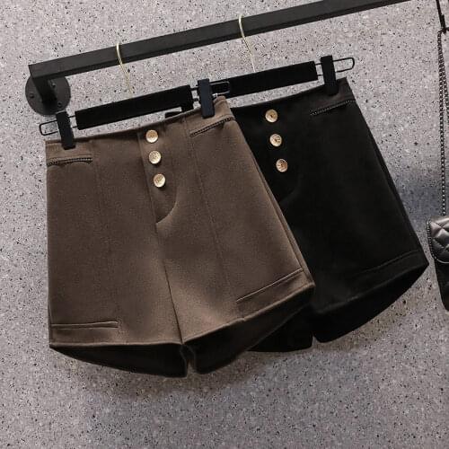 2021 Woolen Suit Shorts Female Spring And Autumn Plus Size High Waist Breasted Wild A-Line Wide Leg Panties Boots Shorts M266
