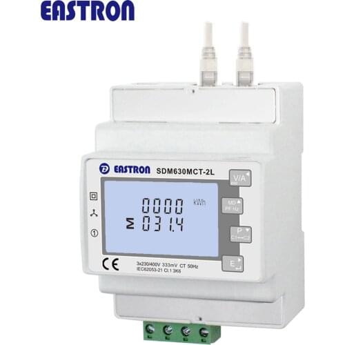 SDM630MCT-2L 3 phase dual load panel mounted and din rail modbus energy meter