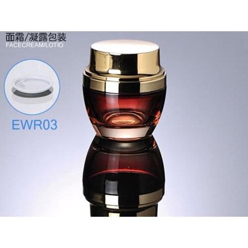 300pcs/lot Newest 50g 50ml High Grade Glass Cream Jar Red with Gold Color For Cosmetic Packaging