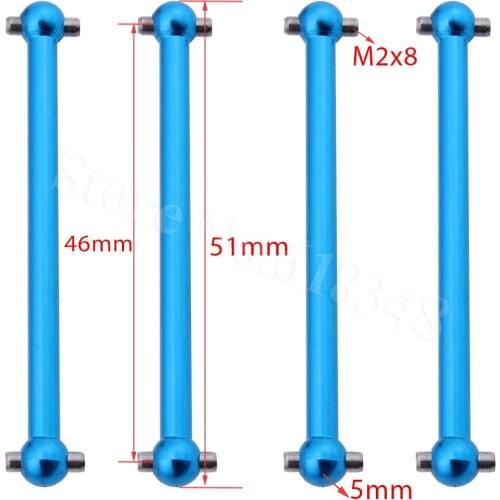 4 Pieces Wltoys A969 Metal Dogbone 51.3x8mm Front Rear A959-07 For 1/18 Short Course Truck