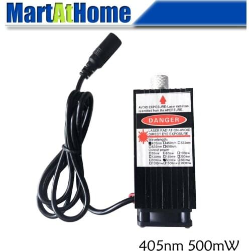 500mW 405nm Blue Violet Laser Module TTL PWM DC 12V 2A Adjustable Focal Length Built-in Driver for CNC Engraving Cutting