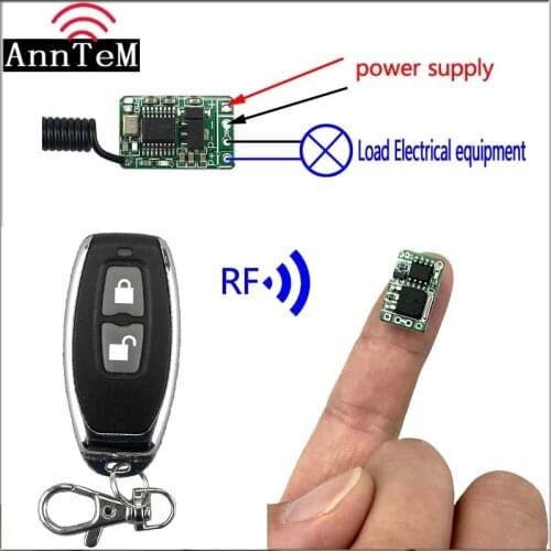 Anntem dc3.5V7v 9v 12v RF wireless remote contro 433mhz Lithium battery power outlet on/off Mini small switch Module Controller