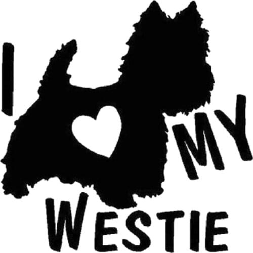 I LOVE MY WESTIE Terrier Dogs Car Sticker Automobiles Exterior Accessories Vinyl Decal for Toyota Honda Lada Vw Bmw