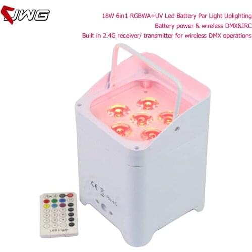 Free Shipping LED PAR 6X18W RGBWA+UV DMX IR Wireless Battery Operated LED Uplight PAR Wedding DJ Events Lighting