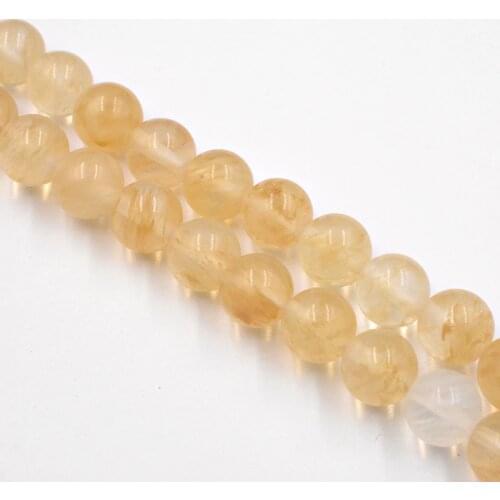 Natural Stone Golden Hair Quartz Beads Citrines Quartz 4-12mm Loose Beads for Jewelry Making Accessories DIY Free Shipping