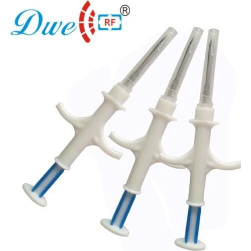 DWE CC RF ISO 134.2khz FDX-B microchip implant with a sharp stainless steel needle bio compatible glass tag