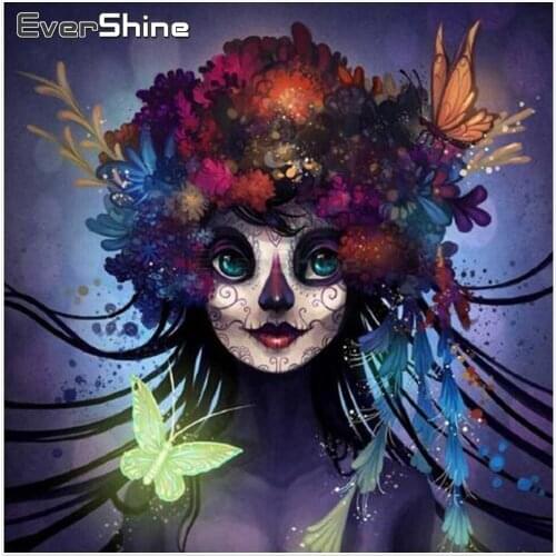 EverShine 5D Diamond Painting Clown Cross Stitch Diamond Mosaic Girl Full Square Diamond Embroidery Halloween Wall Decoration