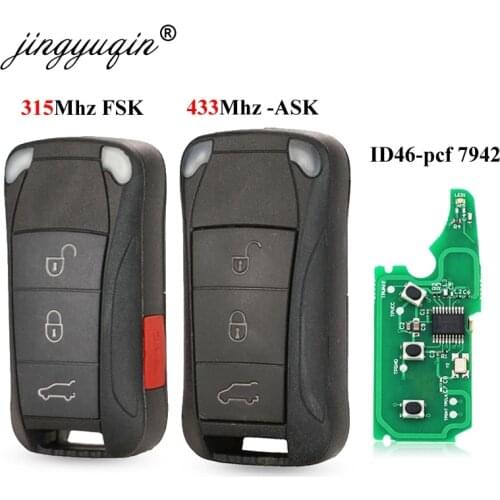 Jingyuqin 3 Buttons 433Mhz 4Buttons 315Mhz Flip Remote Car Key Fob PCF7942 For Porsche Cayenne Fob Control