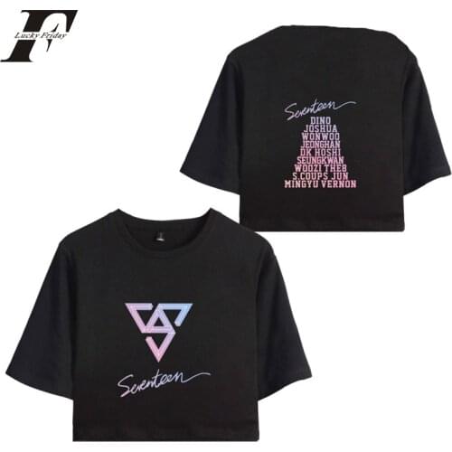 2018 SEVENTEEN KPop Crop Top T shirt women men harajuku cotton Short Sleeve T-shirt Hip Hop tshirt Clothes Casual Plus Size