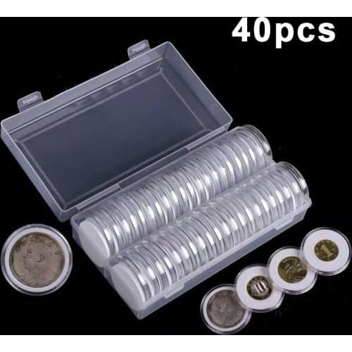 16/20/25/27/30/38/46mm Coin Capsule Holder Round Storage Case Box Container Silver Cold Coins Collection Clear Rectangle Collect