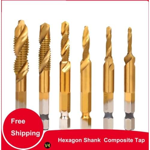 Tap Metric Composite Tap Drill Bit Center Punch Screw Tap Accessories Tap HSS Hexagon Shank Composite