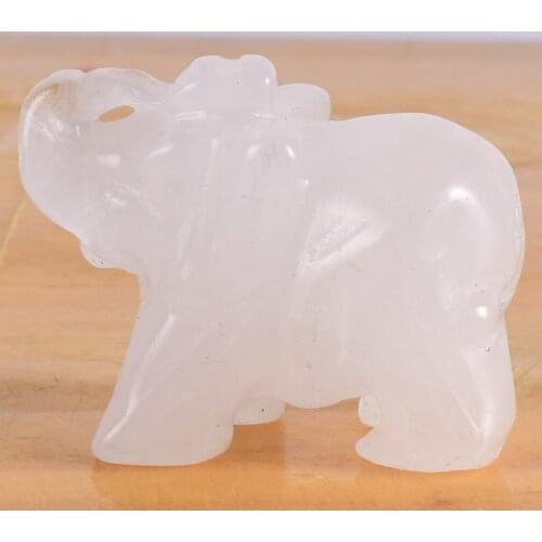 Natural Rock Quartz Elephant Figurines Clear Crystal Stone Quartz Mini Animals Statue craft for home Decor accessory Healing