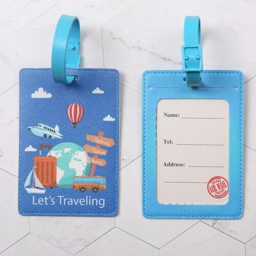 Fashion Creative "Lets Traveling" High Quality Luggage Tag PU Suitcase ID Address Holder Baggage Boarding Tag Portable Label