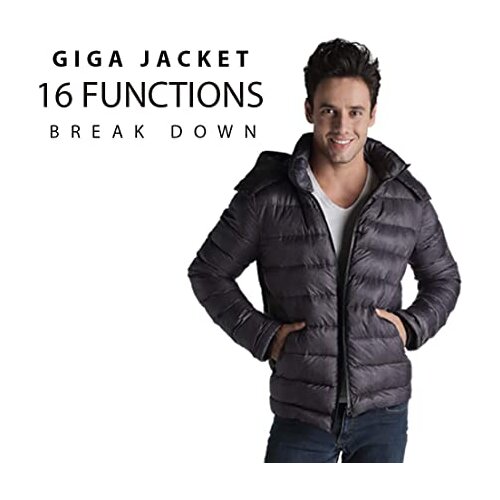 GIGA Mens Ultra Lightweight Packable Hooded Water-Resistant Winter Down Jacket 90% Down 16 Features Hiking Camping Outdoor