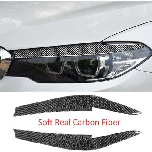 Soft Carbon Fiber Headlight Eyelids Eyebrow Trim For BMW 5 Serie G30 530i 540i 2018