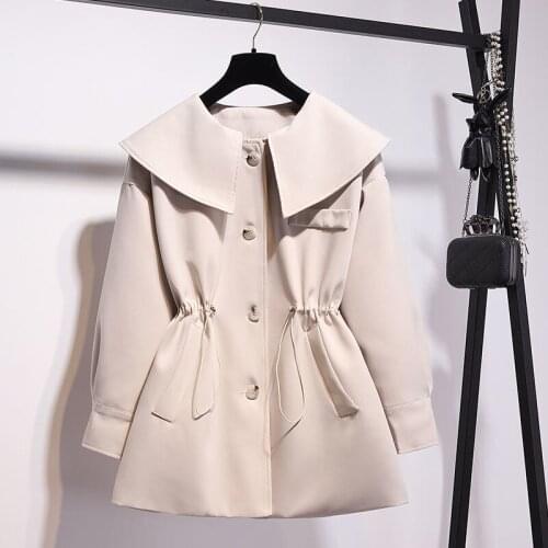 2021 New trench jacket Casual Section Solid Coat pockets buttons Windbreaker Light weight Casual female Windbreak Collection