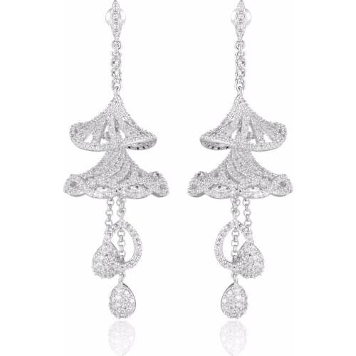 GrayBirds High Quality New Fashion Flower Lantern Copper With Zircon Tassels Earring Lead And Nickel Free XYE022