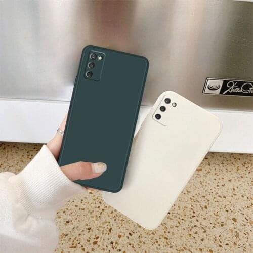 Luxury Straight Edge Square Liquid Silicone Phone Case For Samsung Galaxy A02S Ultra-thin Soft TPU Protective Back Cover Fundas