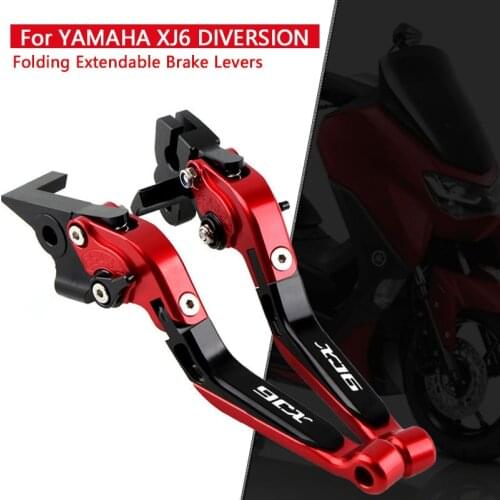 For YAMAHA XJ6 DIVERSION 2009-2015 10 11 12 13 14 Motorcycle Accessories Folding Extendable Brake Clutch Levers Gray Logo XJ6