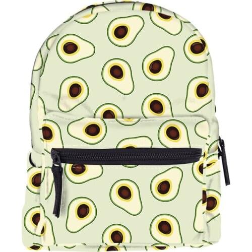 3D Avocado Prints Cute Backpacks for Women Polyester Small Travel Bagpacks