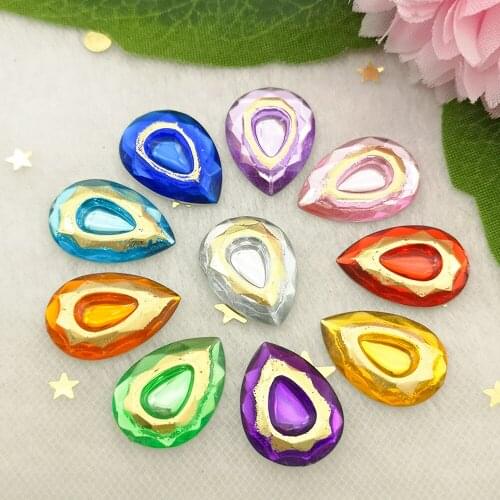 DIY 80PCS Water Drop Resin 13*18mm Flatback Appliques Rhinestone/Wedding Crafts