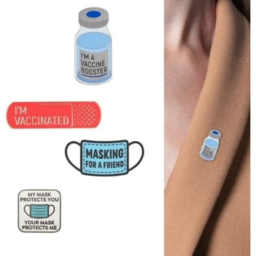 Vaccinated Pin Buttons Badge Medicine Enamel Pins Syringe Injector Lapel Pins New