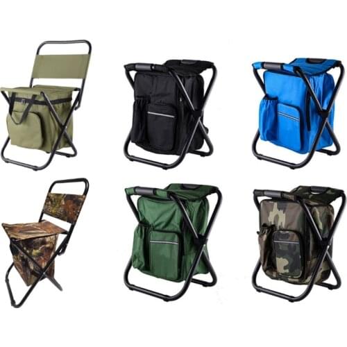 Outdoor Folding Backrest Chair Multi-function Camping Fishing Stool Portable Large Capacity Ice Cooler Backrest Table