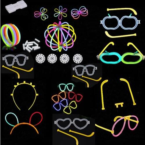 30pcs Glow Luminous Sticks Glasses Fluorescent Bracelets Necklace Bunny Headband Connectors Wedding Concert Rave Neon Party Toys