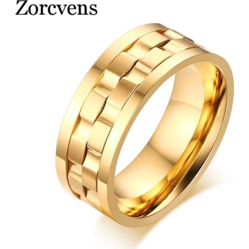 Modyle Gold-Color Spike Rings for Men Rotatable Wedding & Engagement Rings
