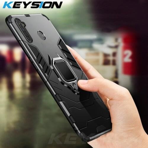 KEYSION Shockproof Armor Case for OPPO Realme 6i 6 Pro Ring Stand Bumper Silicone + PC Phone Back Cover for Realme 5 5i 5 Pro