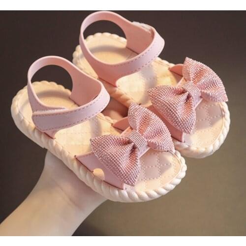 Comfy Summer Kids Shoes Fashion Sweet Princess Children Sandals for Girls Toddler Baby Soft Breathable Hoolow Out Bow Shoes